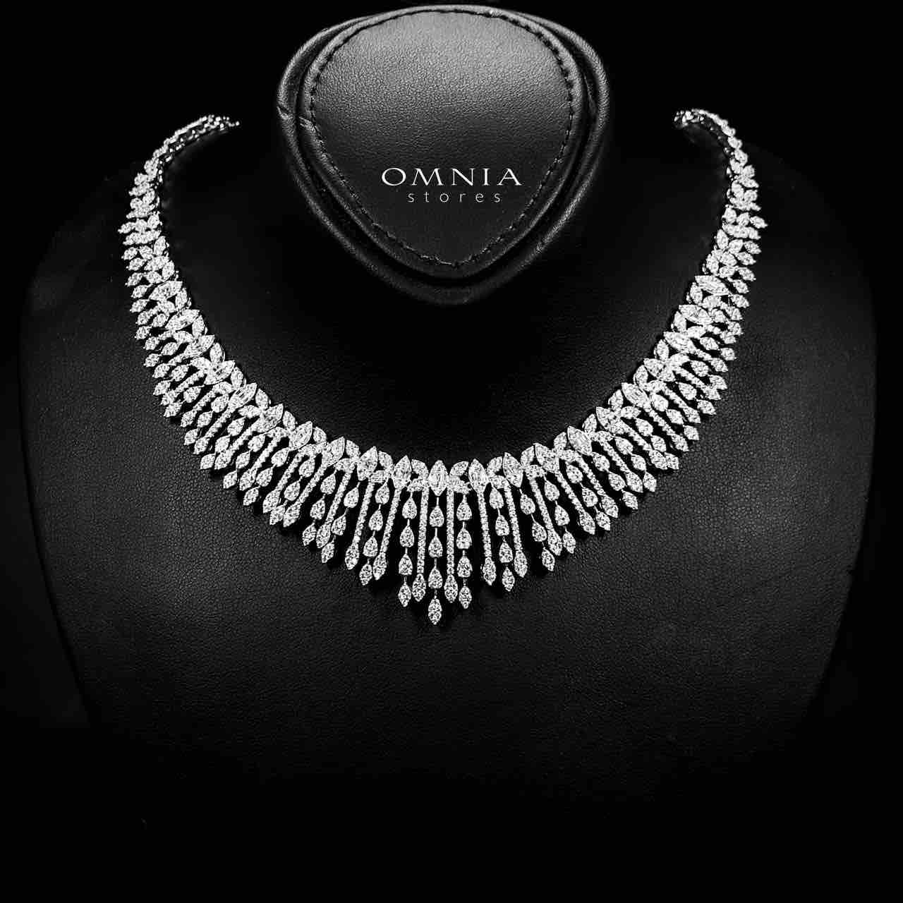 Omnia Calila White Bridal Full Set in High Quality Zircon Stone in Rhodium Plated - OMNIASTORES UAE