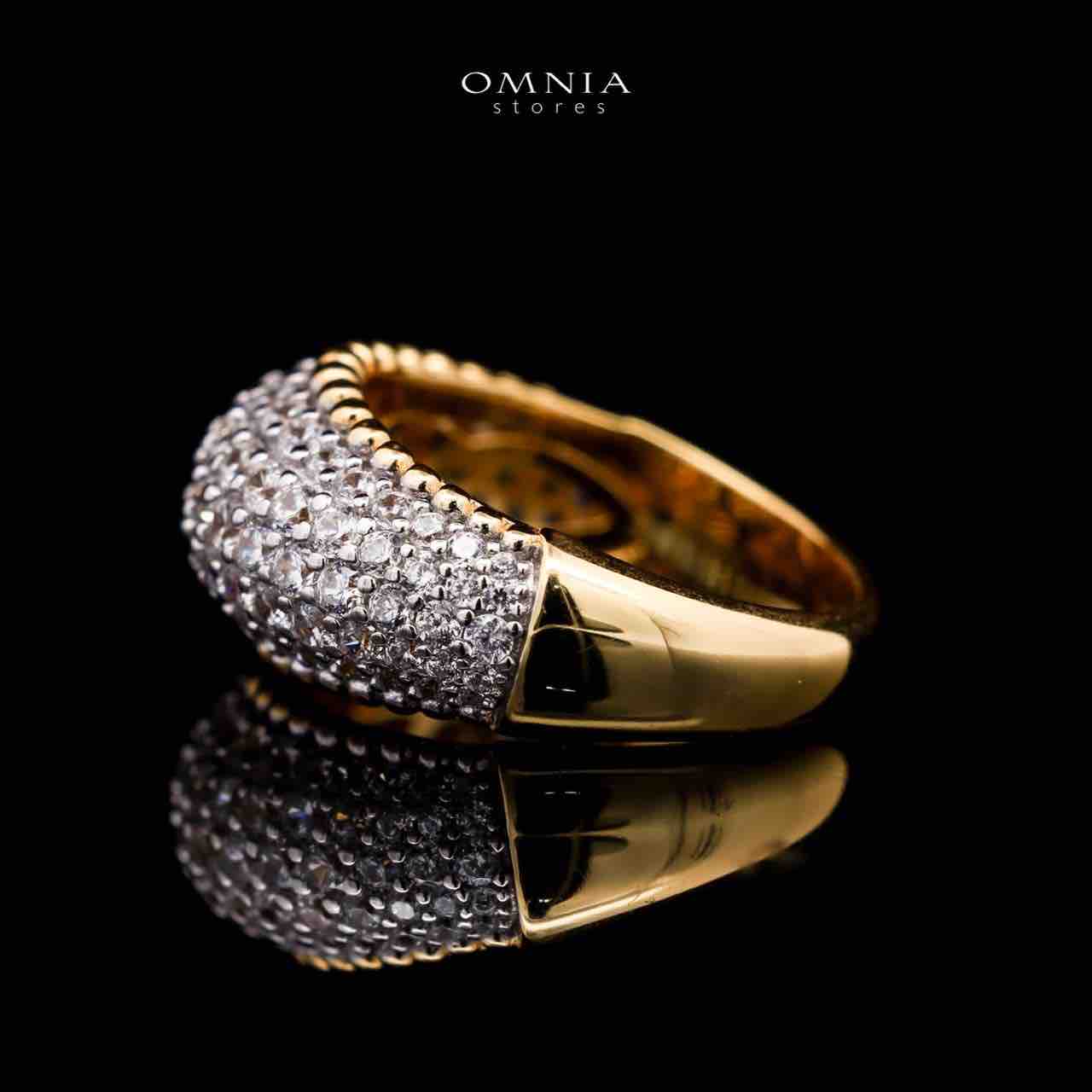 Omnia Taheera Golden Ring in 925 Silver with High-Quality White Simulated Diamonds - OMNIASTORES UAE