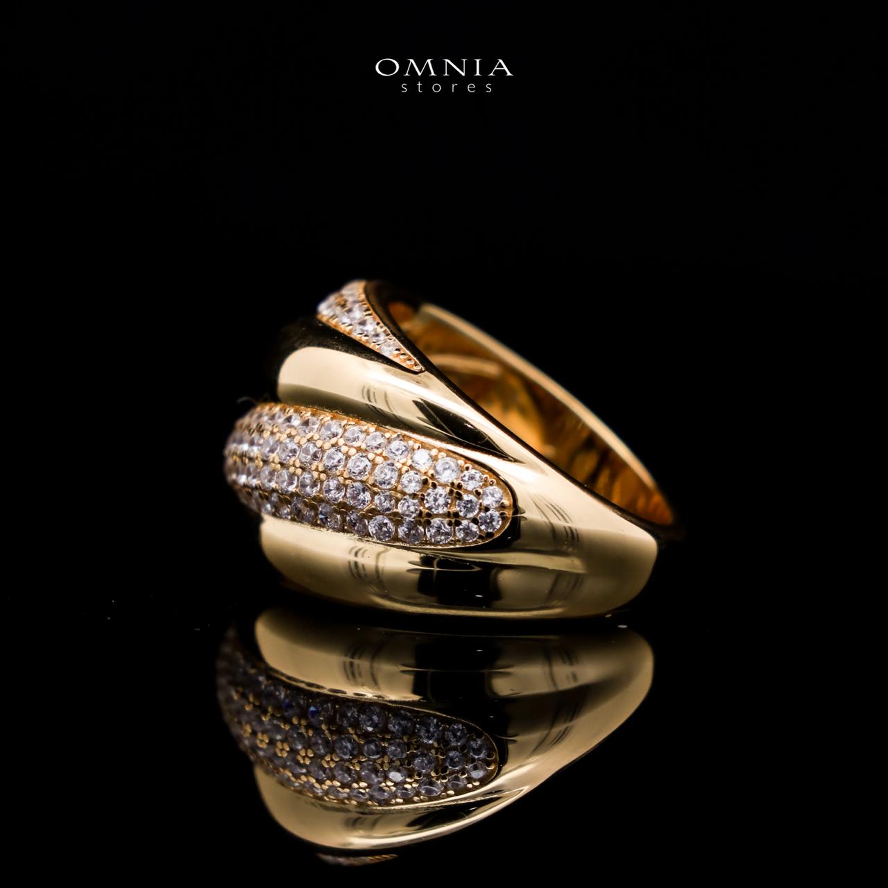 Omnia Elira Golden Ring in 925 Silver with High-Quality White Simulated Diamonds - OMNIASTORES UAE
