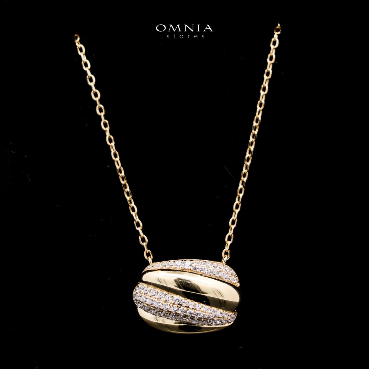 Omnia Elira Golden Necklace in 925 Silver with High-Quality White Simulated Diamonds - OMNIASTORES UAE