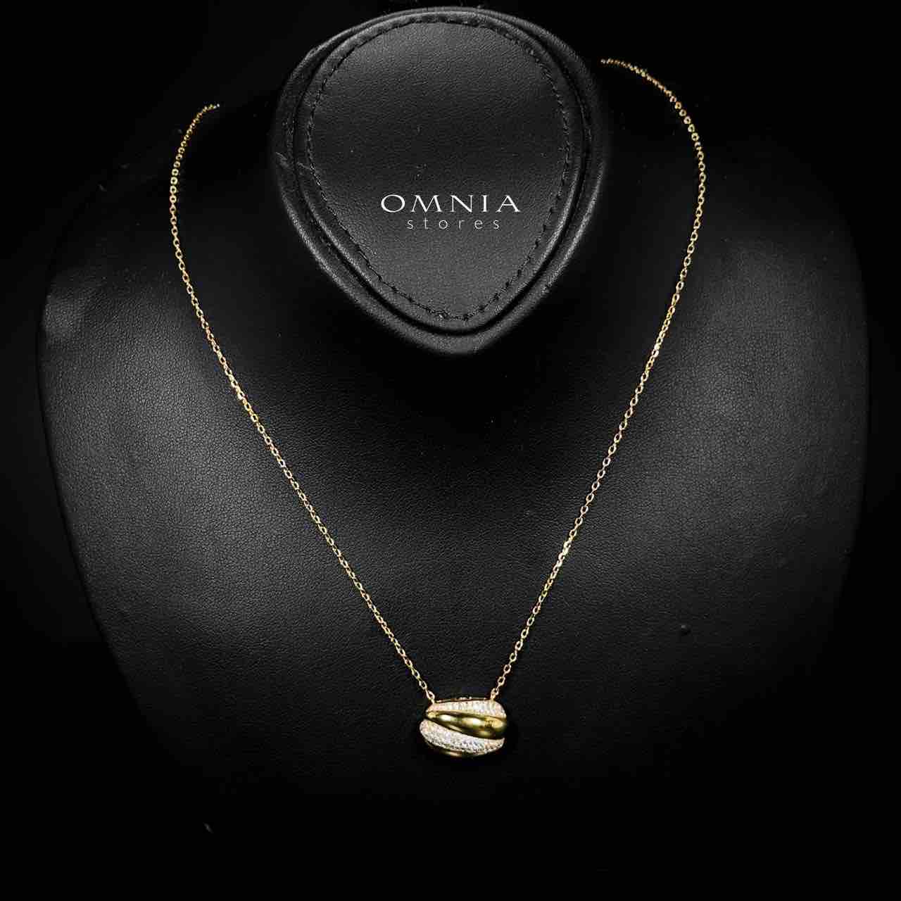 Omnia Elira Golden Necklace in 925 Silver with High-Quality White Simulated Diamonds - OMNIASTORES UAE