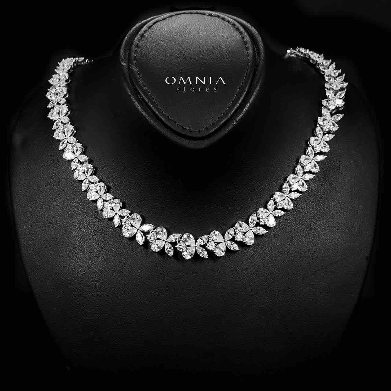Omnia Karolina Silver Necklace 925 Silver in High Quality White Simulated Diamonds - OMNIASTORES UAE