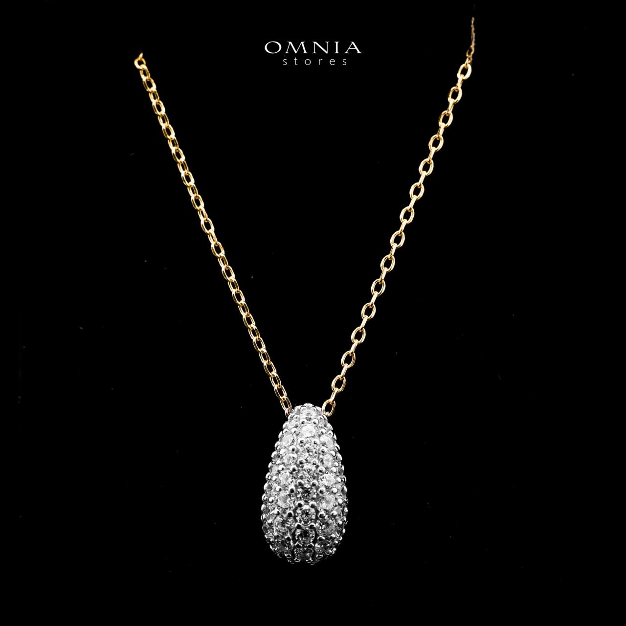 Omnia Taheera Golden Pendant Necklace in 925 Silver with High-Quality White Simulated Diamonds - OMNIASTORES UAE