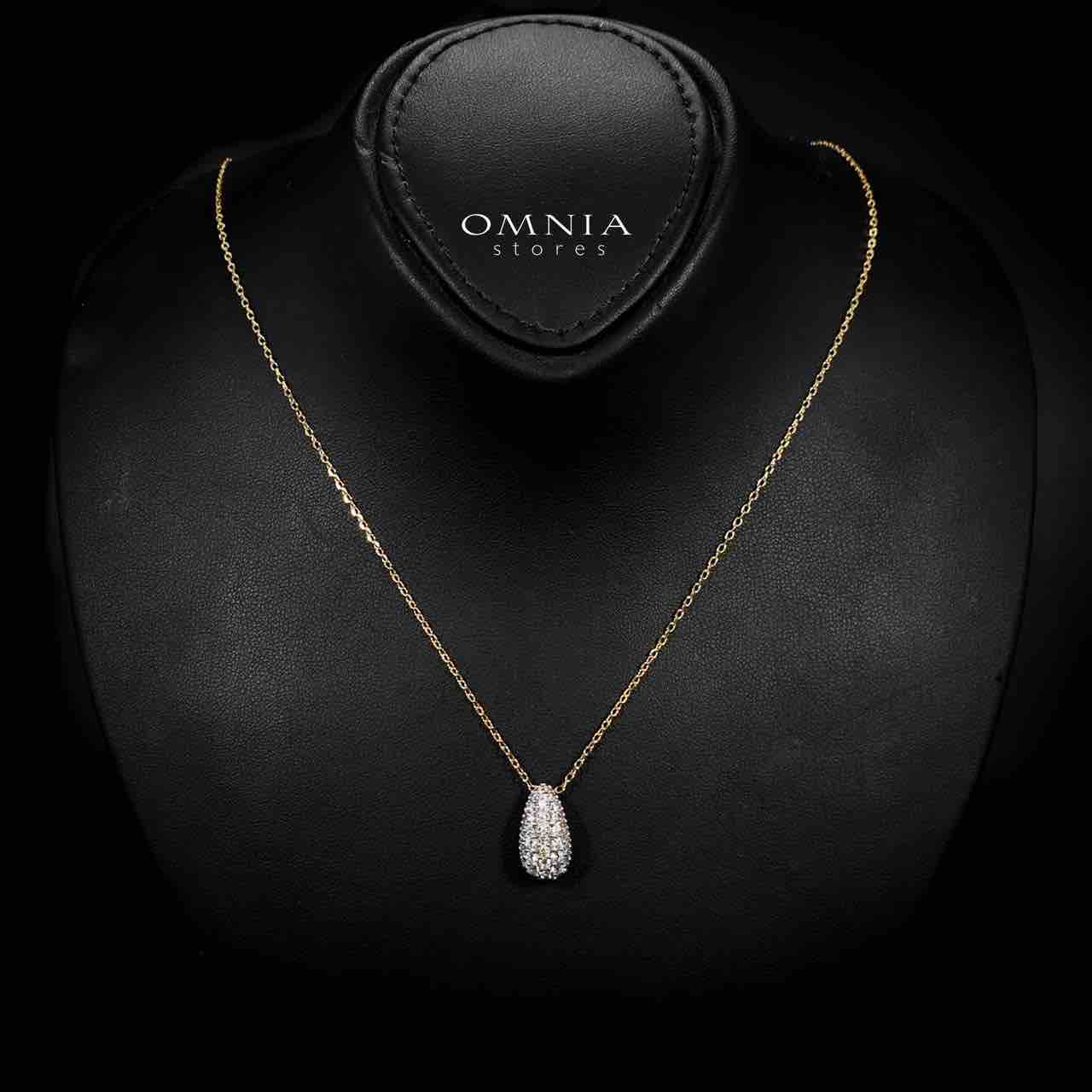 Omnia Taheera Golden Pendant Necklace in 925 Silver with High-Quality White Simulated Diamonds - OMNIASTORES UAE