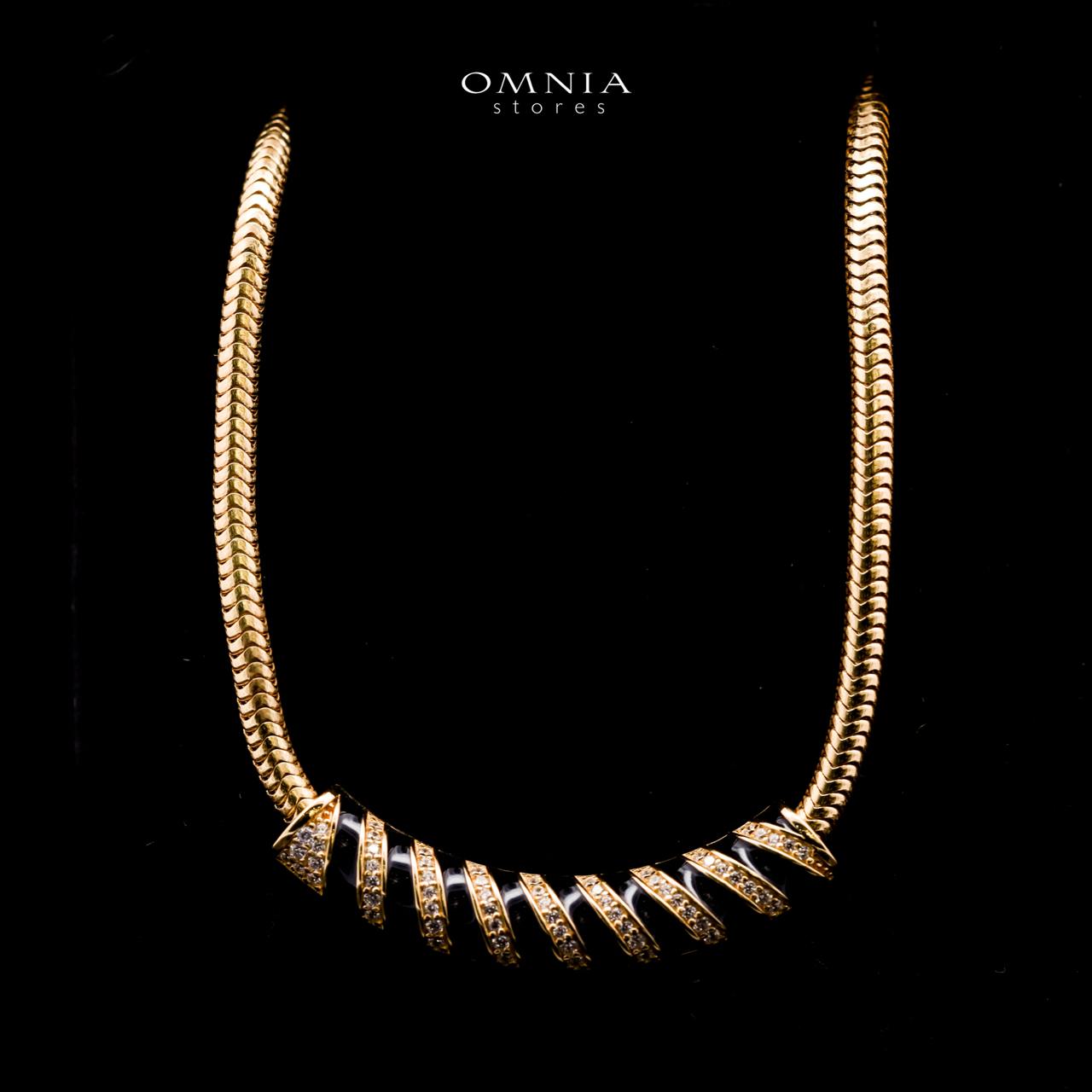 Omnia Rihab Golden Necklace in 925 Silver with High-Quality White Simulated Diamonds - OMNIASTORES UAE