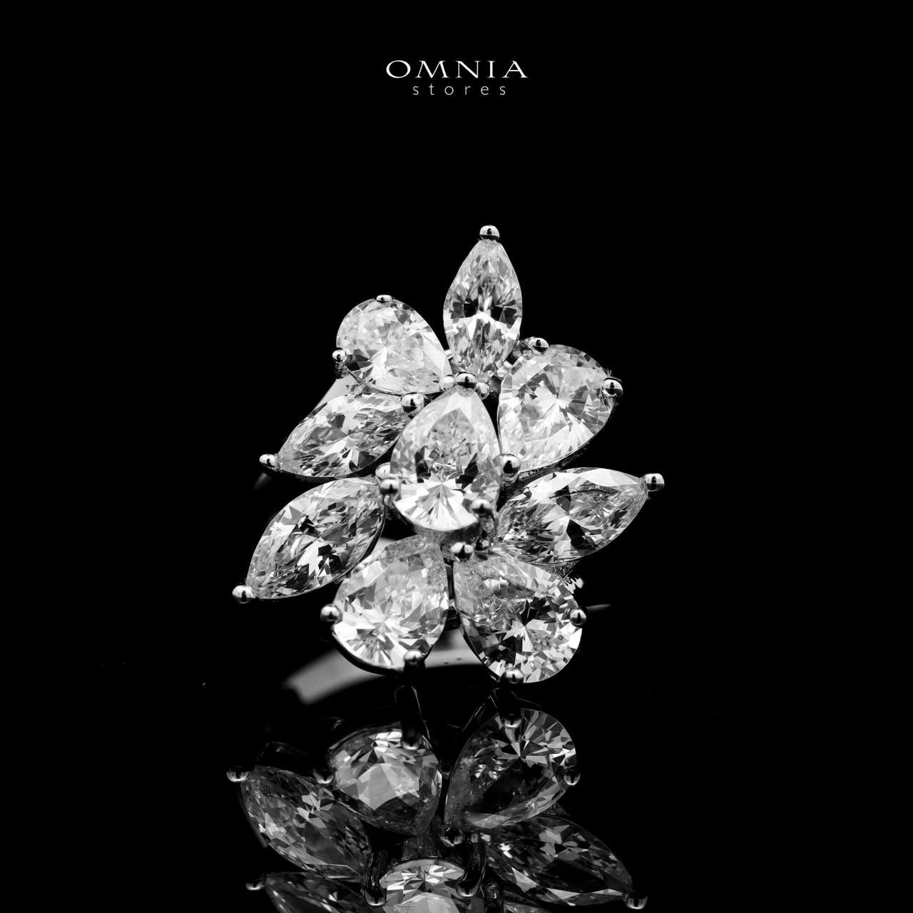 Omnia Caterina Silver Ring in 925 Silver with High-Quality White Simulated Diamonds - OMNIASTORES UAE