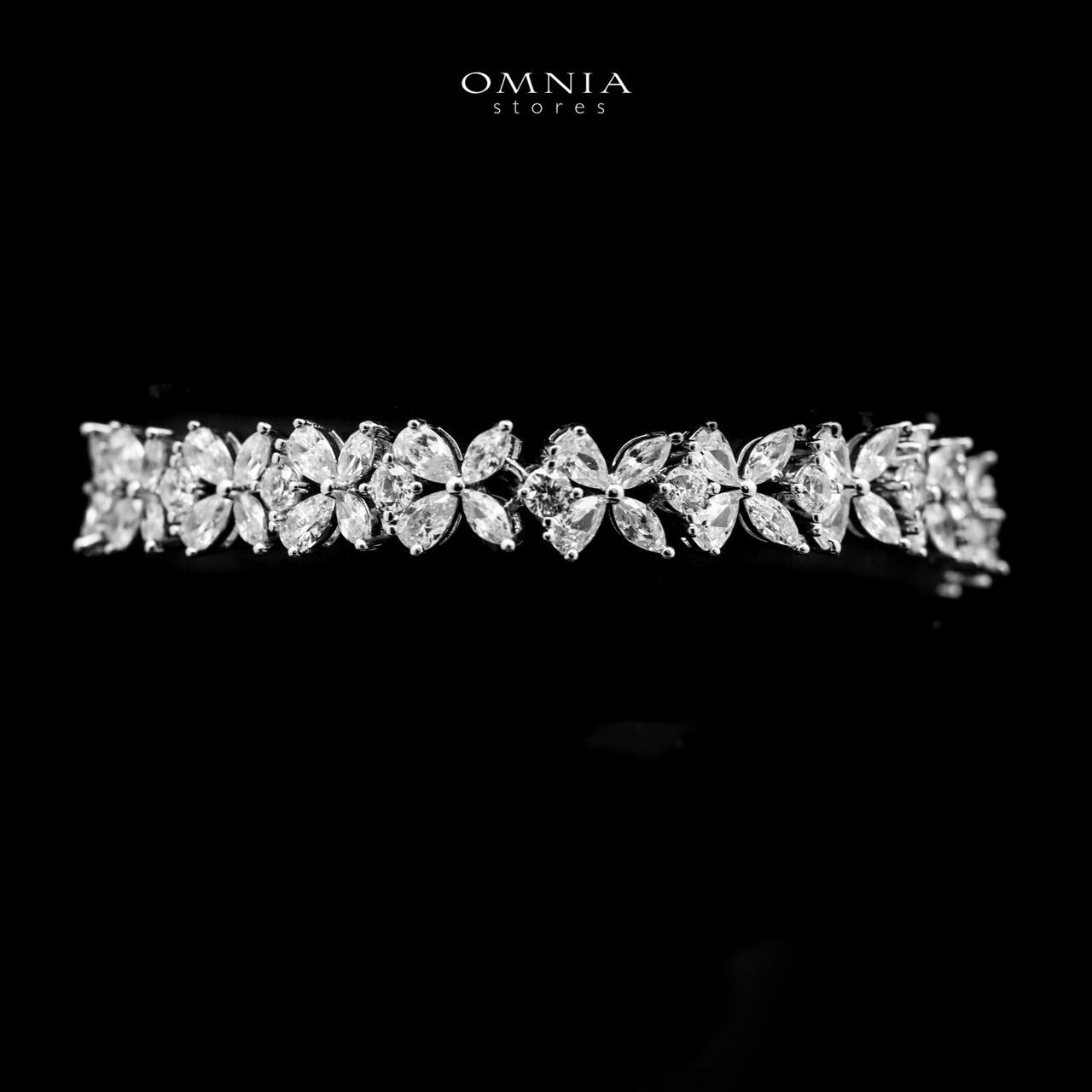 Omnia Lazina Silver Bracelet in 925 Silver with High-Quality White Simulated Diamonds - OMNIASTORES UAE