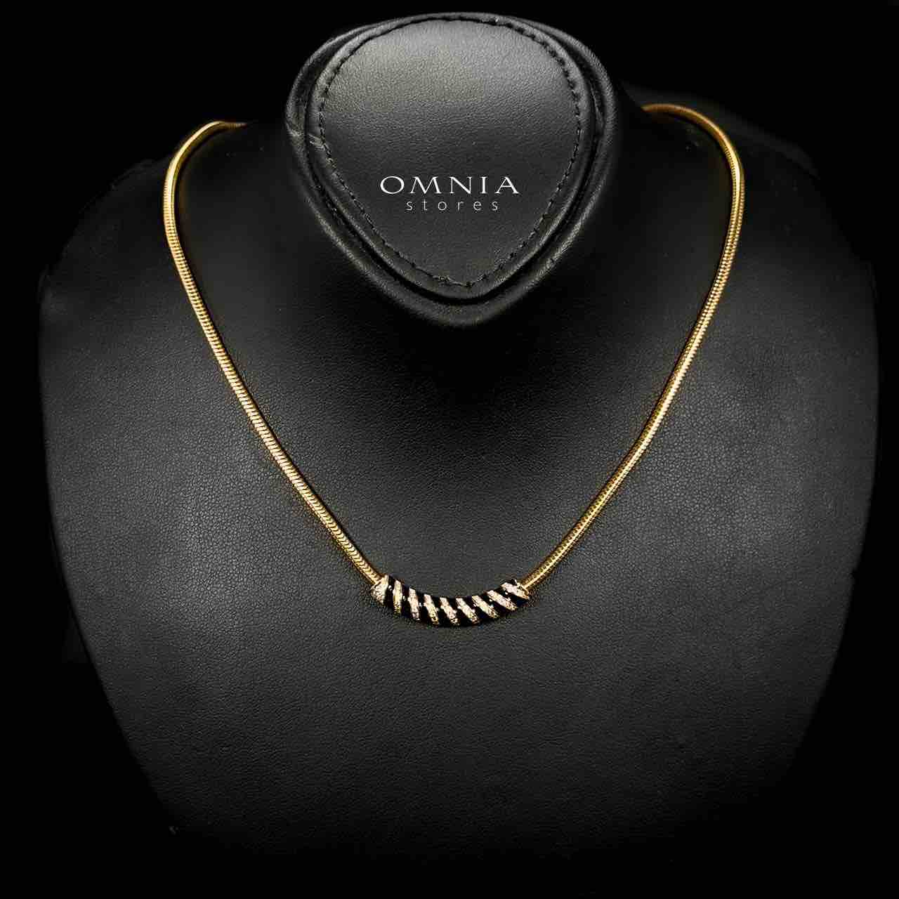 Omnia Rihab Golden Necklace in 925 Silver with High-Quality White Simulated Diamonds - OMNIASTORES UAE