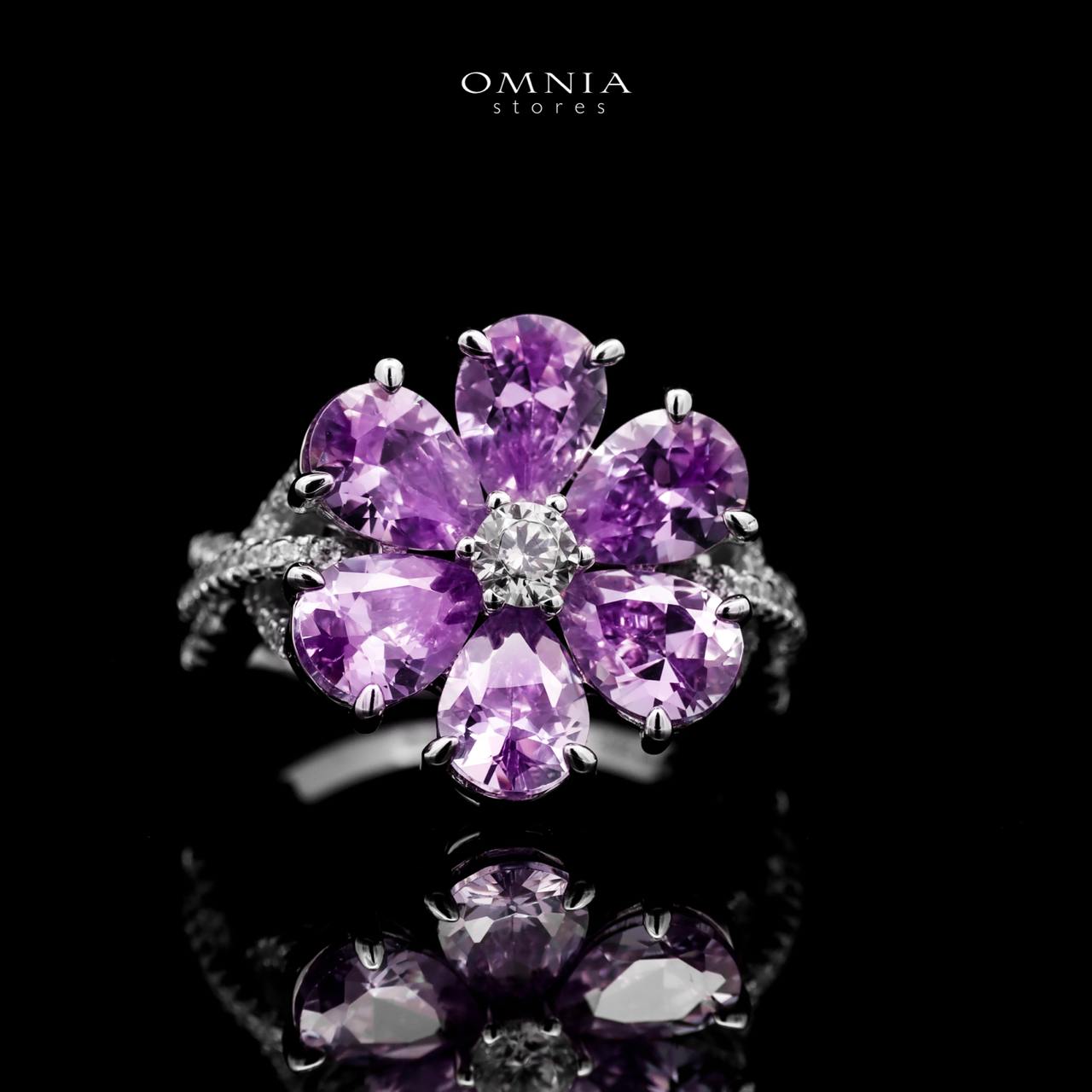Omnia Chafia Silver 0.75 Carat Ring 925 Silver High Quality Purple Simulated Diamond Stones - OMNIASTORES UAE