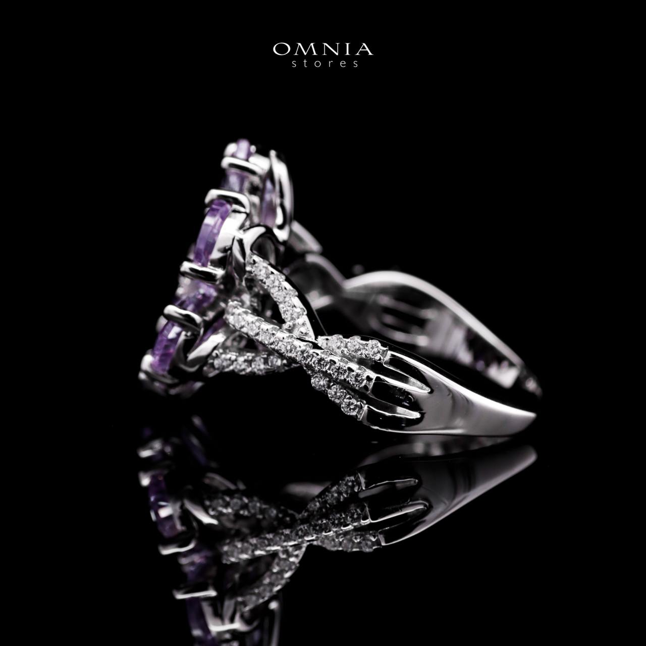 Omnia Chafia Silver 0.75 Carat Ring 925 Silver High Quality Purple Simulated Diamond Stones - OMNIASTORES UAE