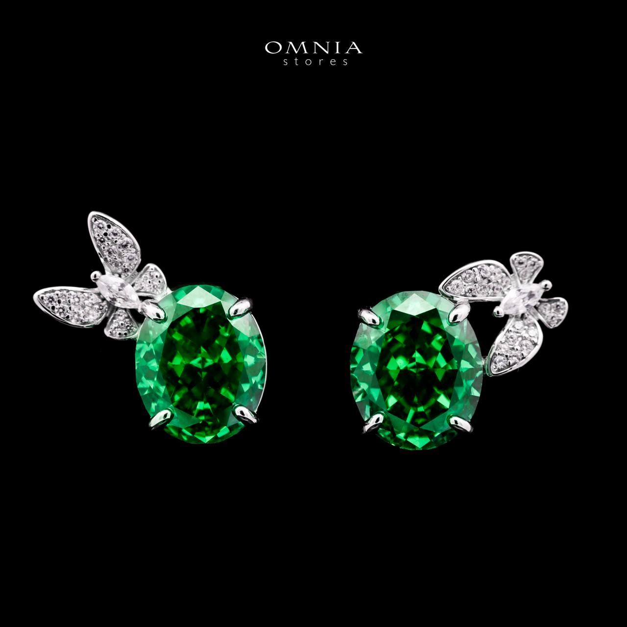 Omnia Maysun Earrings In 925 Silver High Quality Green Simulated Diamonds - OMNIASTORES UAE