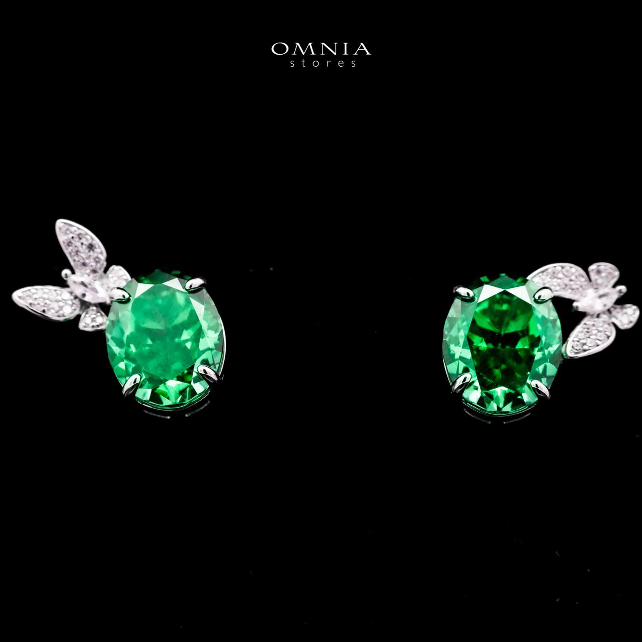 Omnia Maysun Earrings In 925 Silver High Quality Green Simulated Diamonds - OMNIASTORES UAE