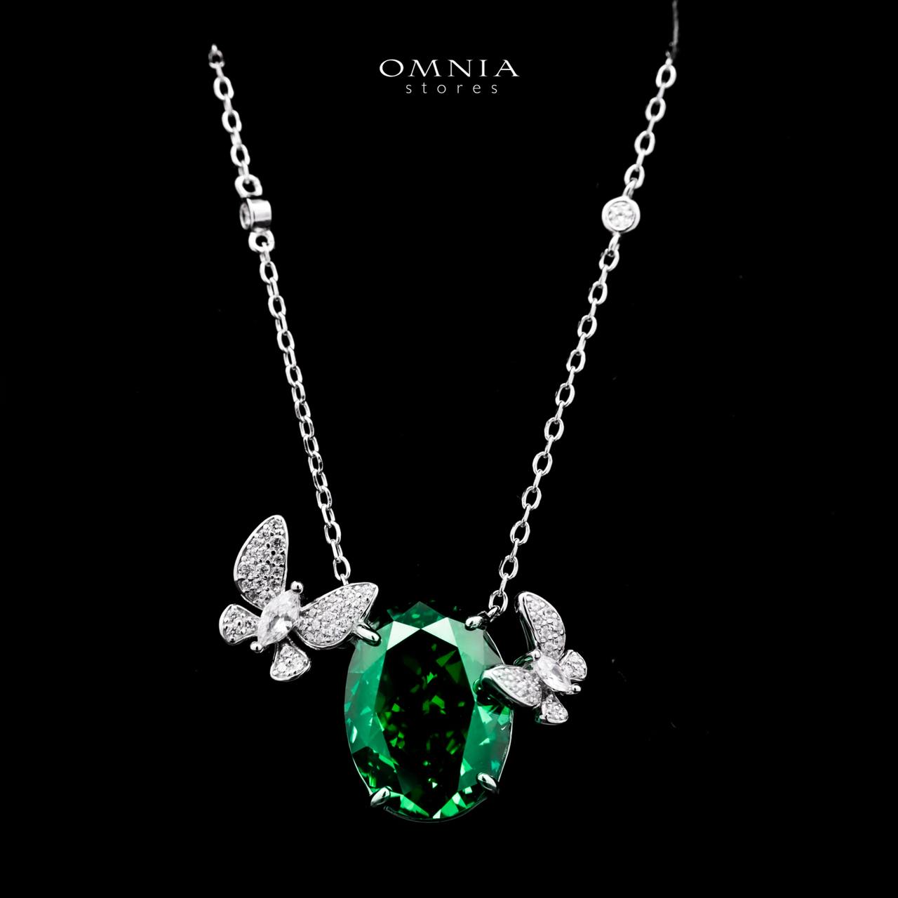 Omnia Maysun Necklace In 925 Silver High Quality Green Simulated Diamonds - OMNIASTORES UAE