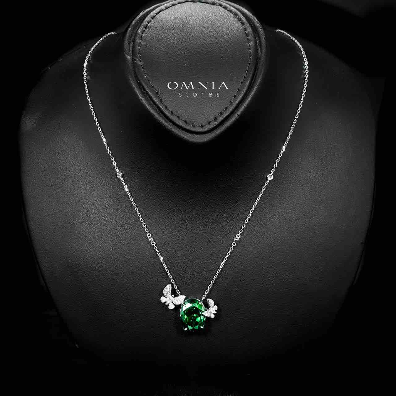 Omnia Maysun Necklace In 925 Silver High Quality Green Simulated Diamonds - OMNIASTORES UAE