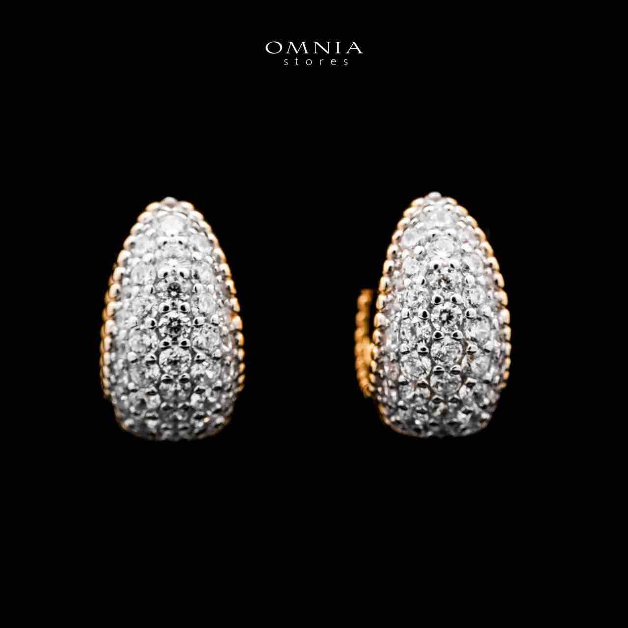 Omnia Taheera Gold Plated Earrings in 925 Silver with High-Quality White Simulated Diamonds - OMNIASTORES UAE