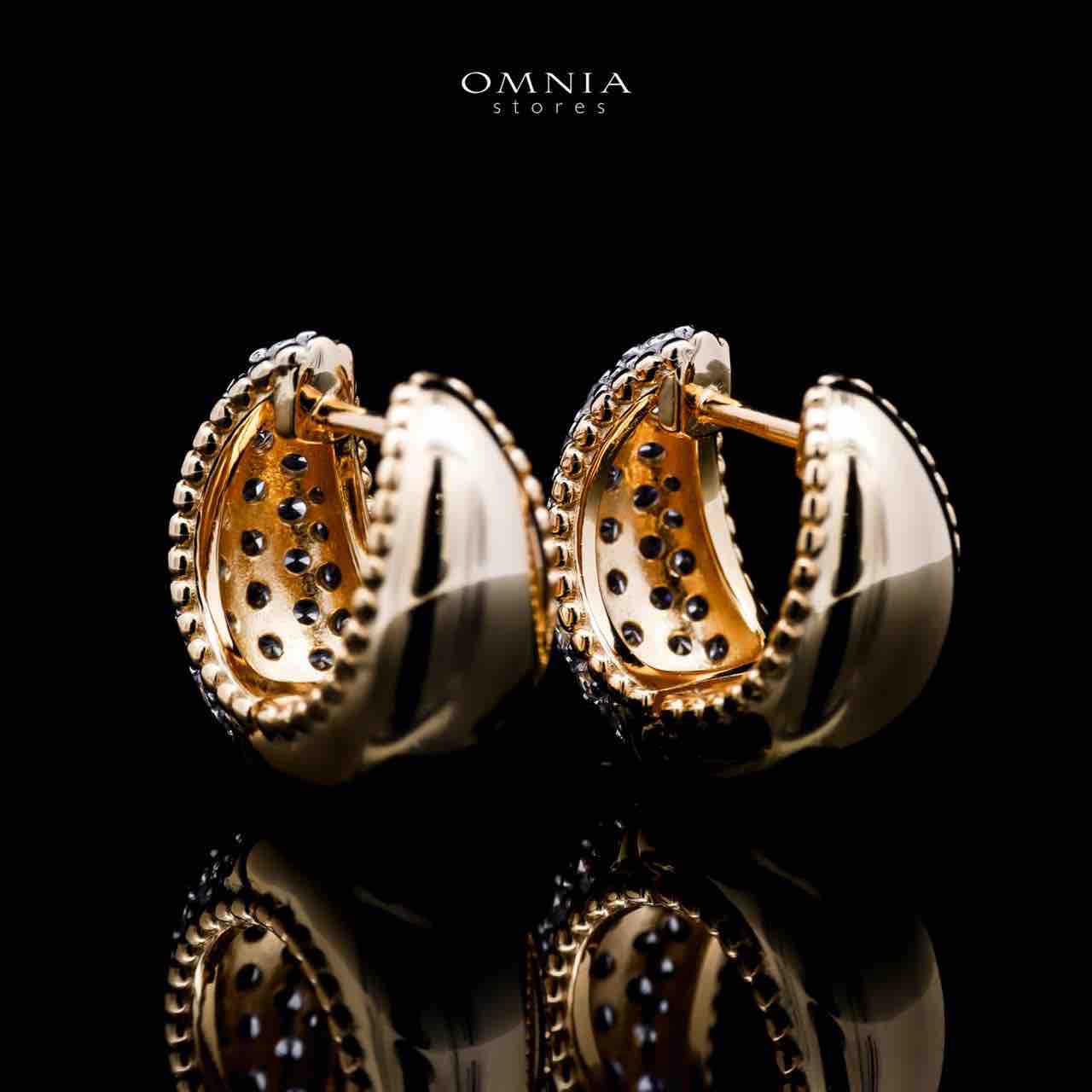 Omnia Taheera Gold Plated Earrings in 925 Silver with High-Quality White Simulated Diamonds - OMNIASTORES UAE