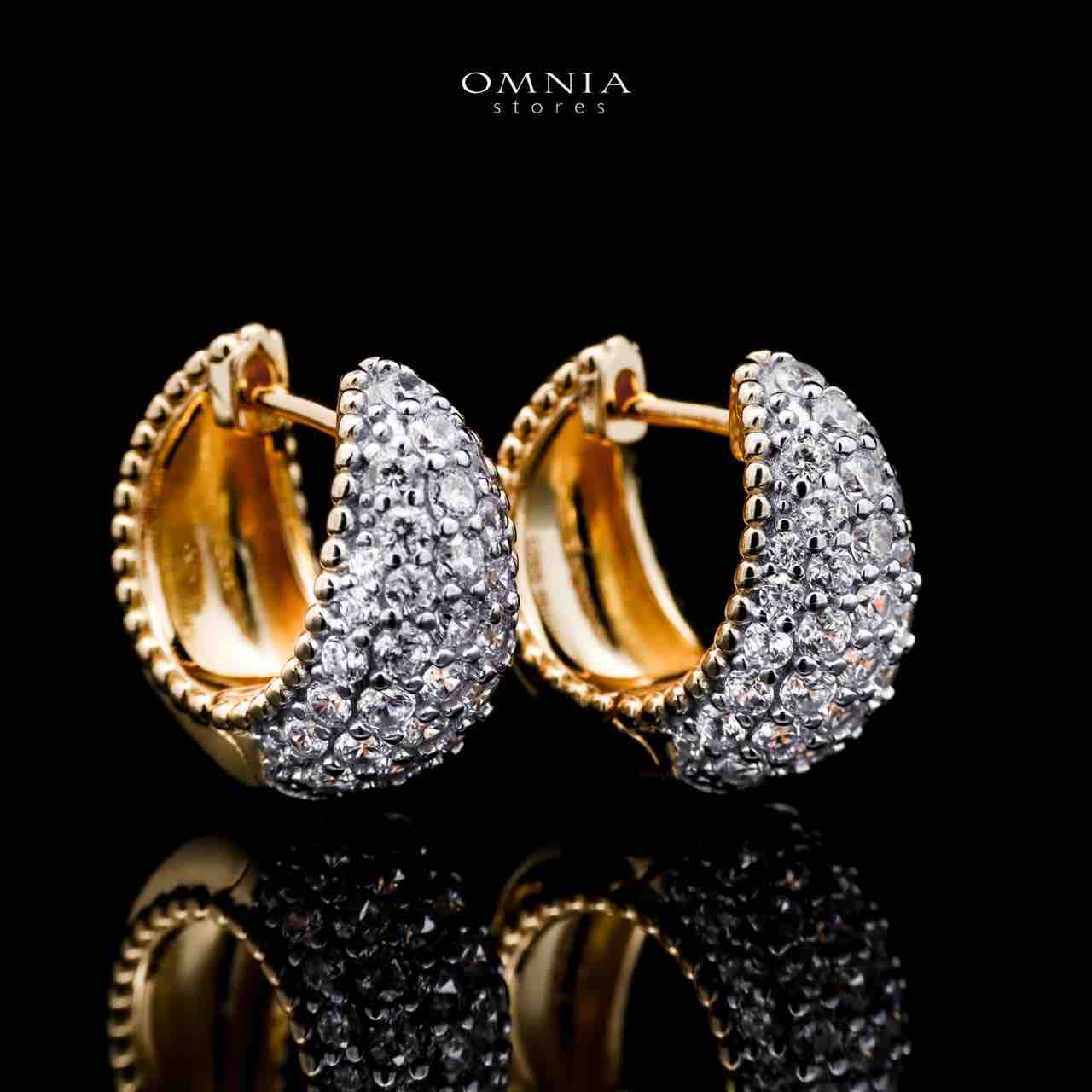 Omnia Taheera Gold Plated Earrings in 925 Silver with High-Quality White Simulated Diamonds - OMNIASTORES UAE