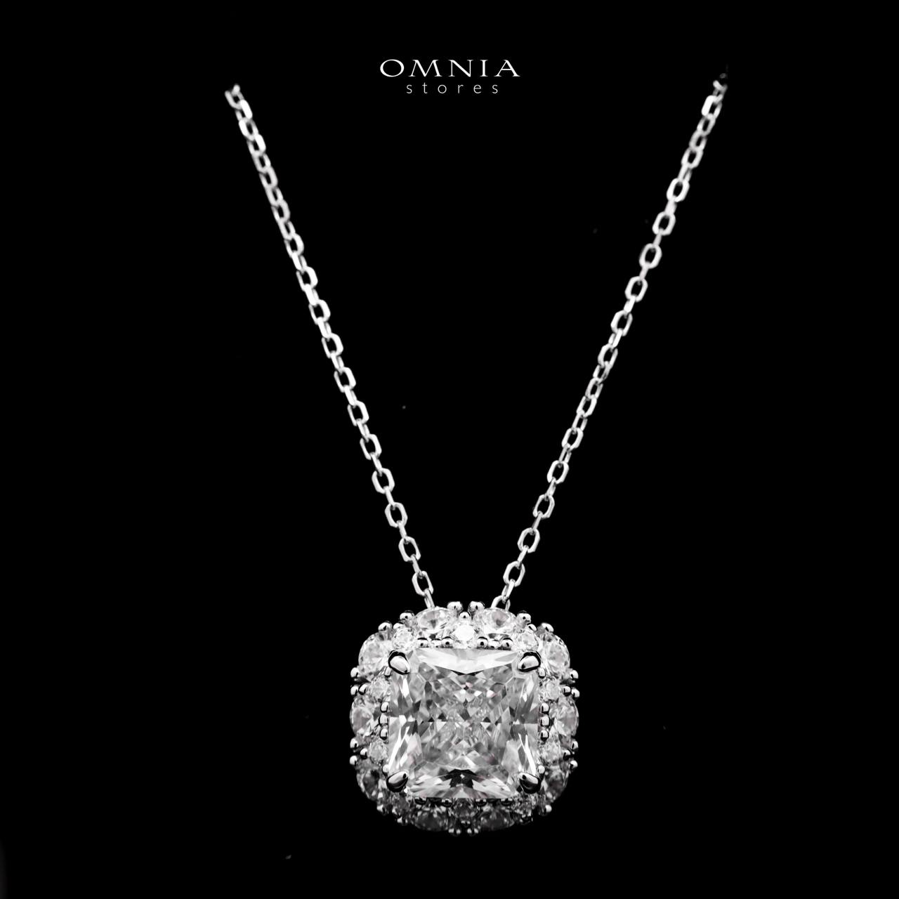 Omnia Ghita White Princess Cut Statement Necklace in 925 Silver with High-Quality Simulated Diamonds - OMNIASTORES UAE
