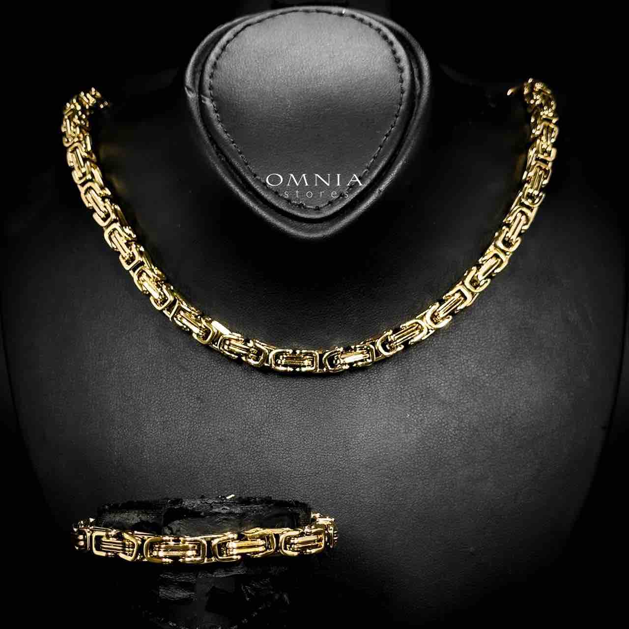 Omnia Badiyah Copper Plated Gold Color Necklace & Bracelet Set in High-Quality 6mm Stainless Steel - OMNIASTORES UAE