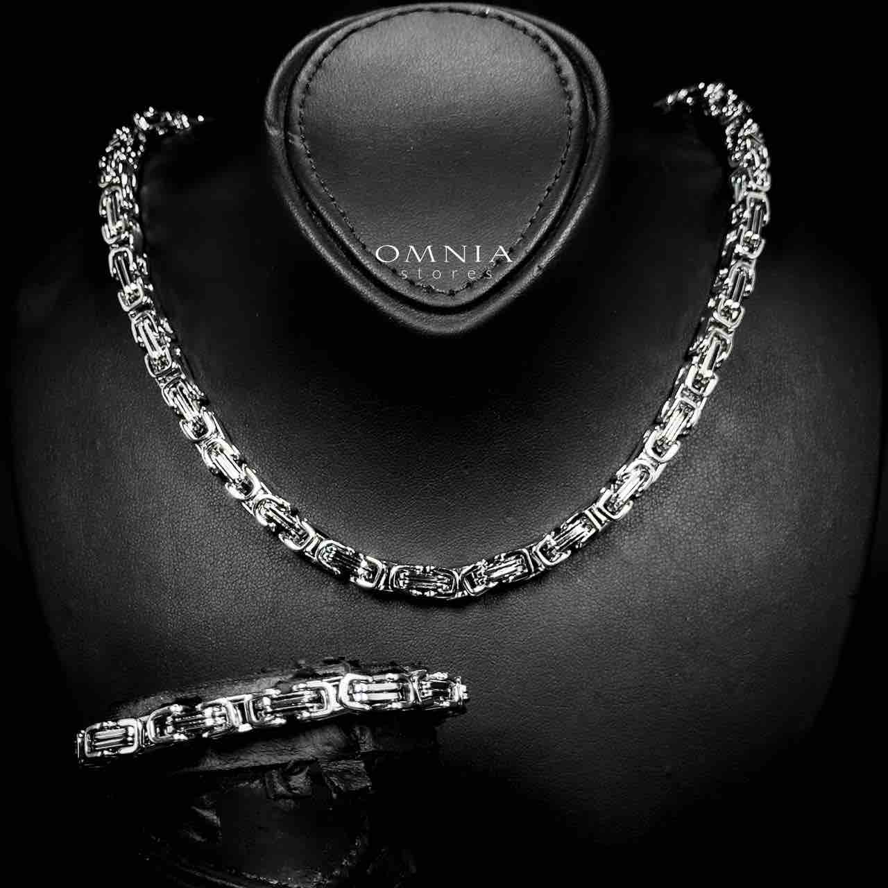 Omnia Badiyah Silver Color Necklace & Bracelet Set in High-Quality 6mm Stainless Steel - OMNIASTORES UAE