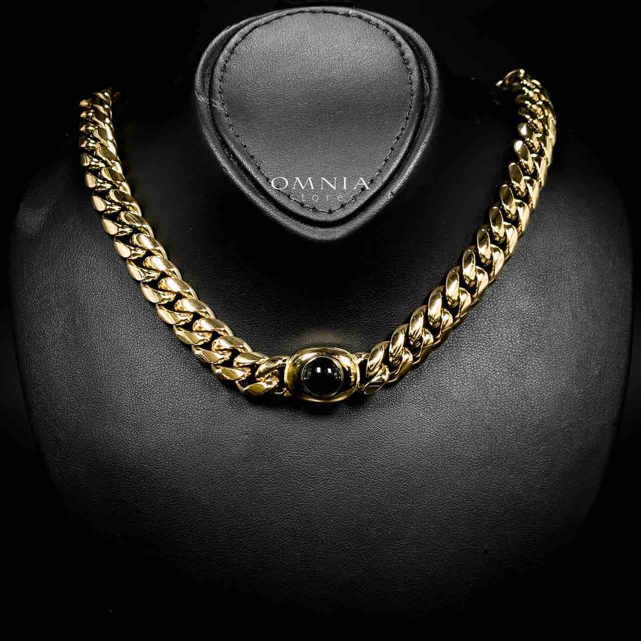 Omnia Hilyah Copper Plated Gold Color Necklace & Bracelet Set in High-Quality 12mm Stainless Steel - OMNIASTORES UAE
