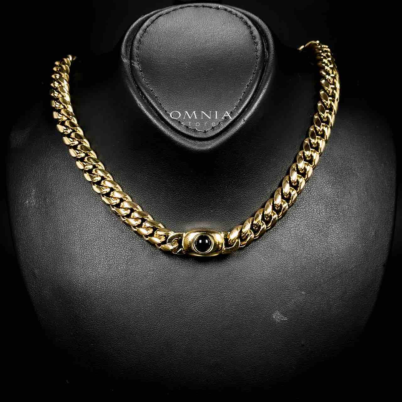 Omnia Hilyah Copper Plated Gold Color Necklace & Bracelet Set in High-Quality 10mm Stainless Steel - OMNIASTORES UAE