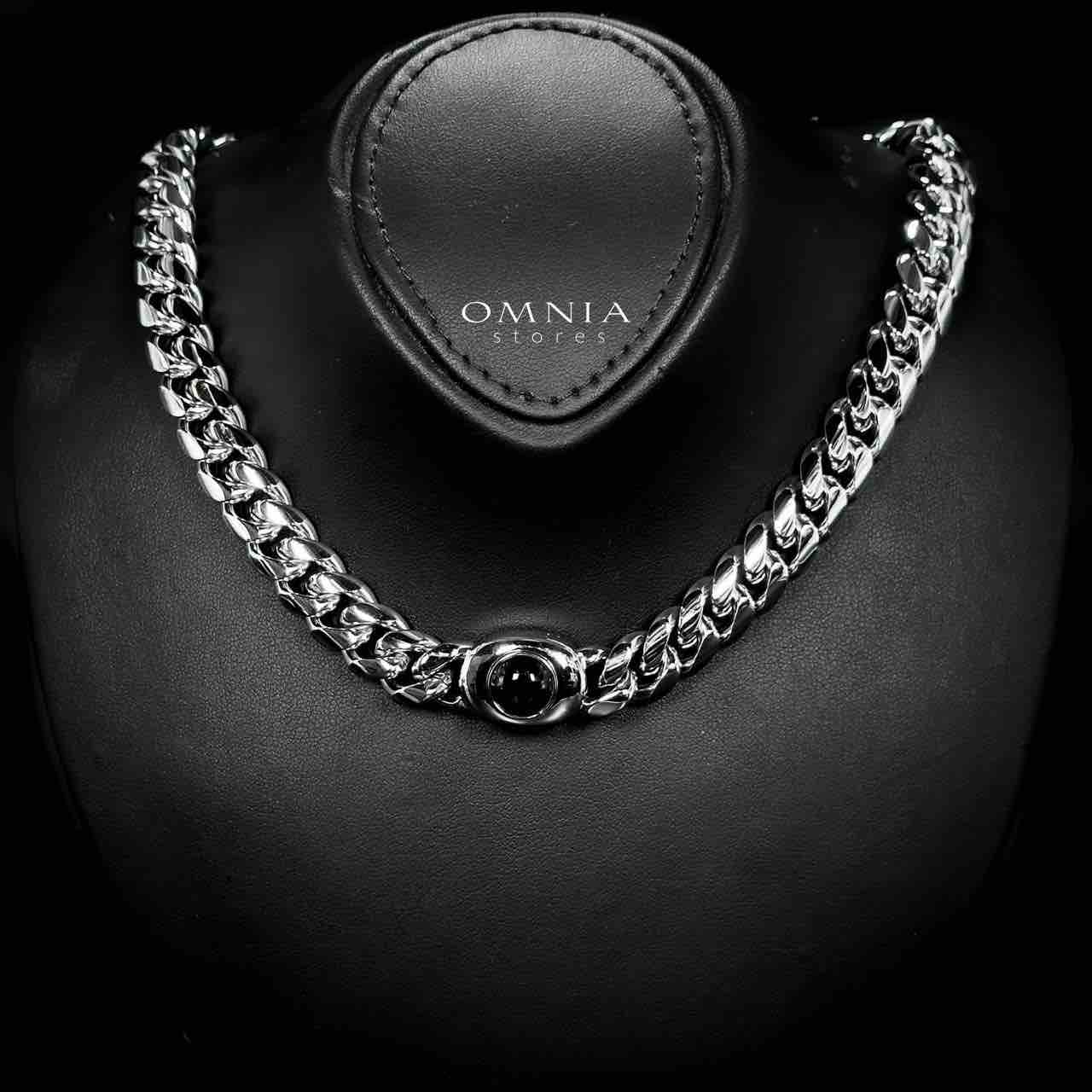 Omnia Hilyah Silver Color Necklace & Bracelet Set in High-Quality 12mm Stainless Steel - OMNIASTORES UAE