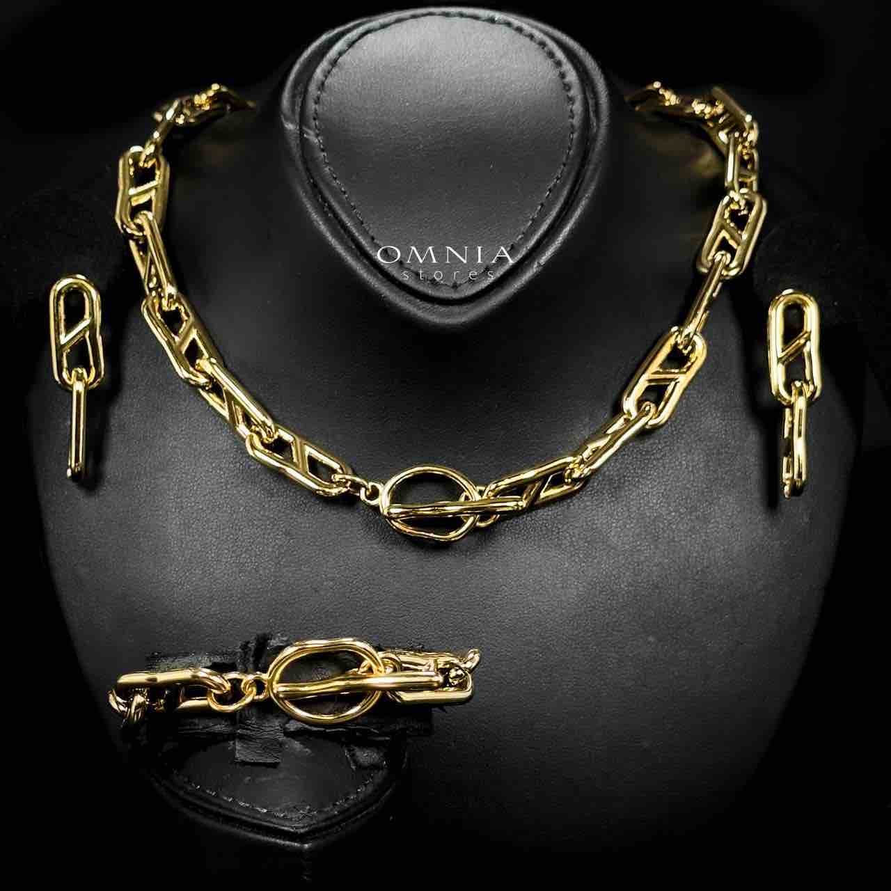 Omnia Nimrah Copper Plated Gold Color Necklace,Bracelet and Earrings Set in High-Quality 10.3mm Stainless Steel - OMNIASTORES UAE