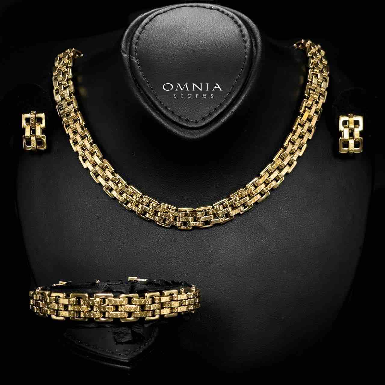 Omnia Islah Copper Plated Gold Color Necklace,Bracelet and Earrings Set in High-Quality 11mm Stainless Steel - OMNIASTORES UAE