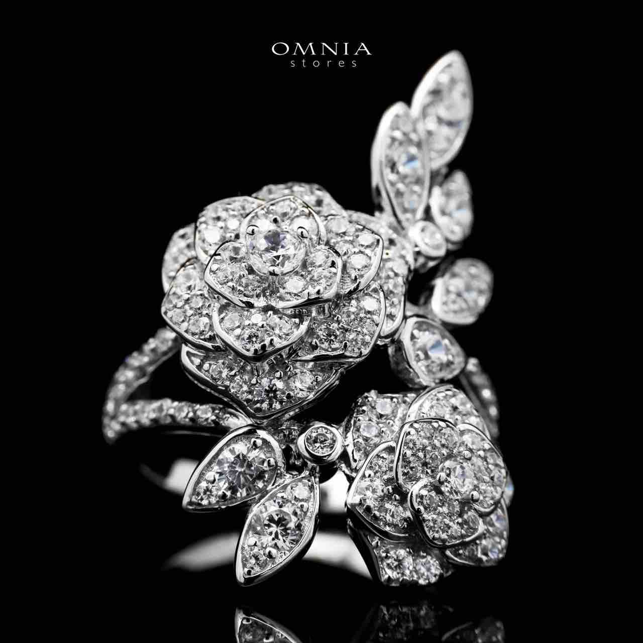 Omnia Sofia Rose Ring in 925 Silver with High Quality Simulated Diamonds - OMNIASTORES UAE
