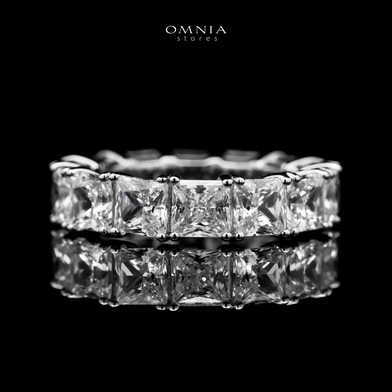 Omnia Amani Princess Cut Eternity White Ring in 92.5 Silver with High Quality Simulated Diamonds