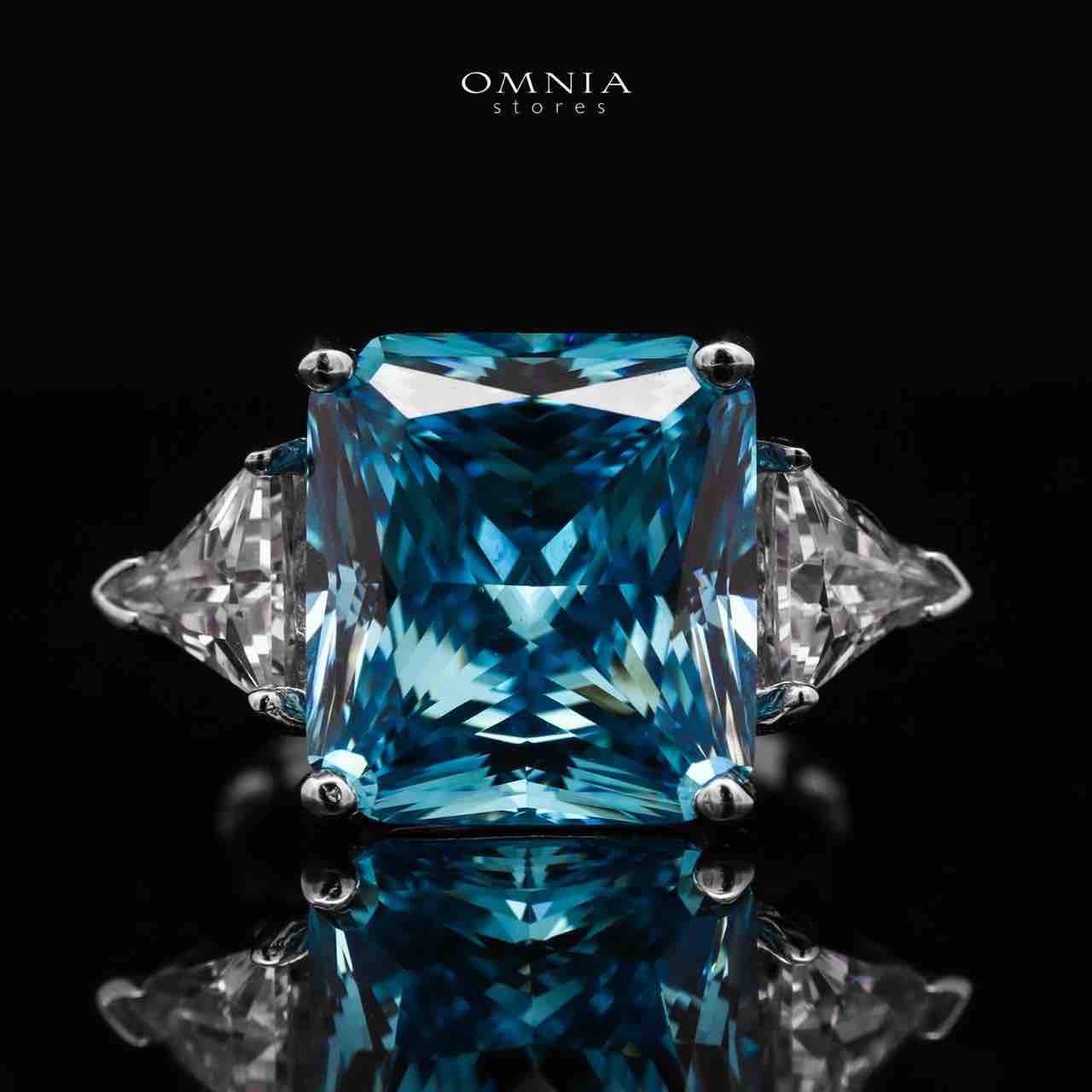 Omnia Adelina Sky Blue Ring 92.5 Silver High Quality Simulated diamonds - OMNIASTORES UAE