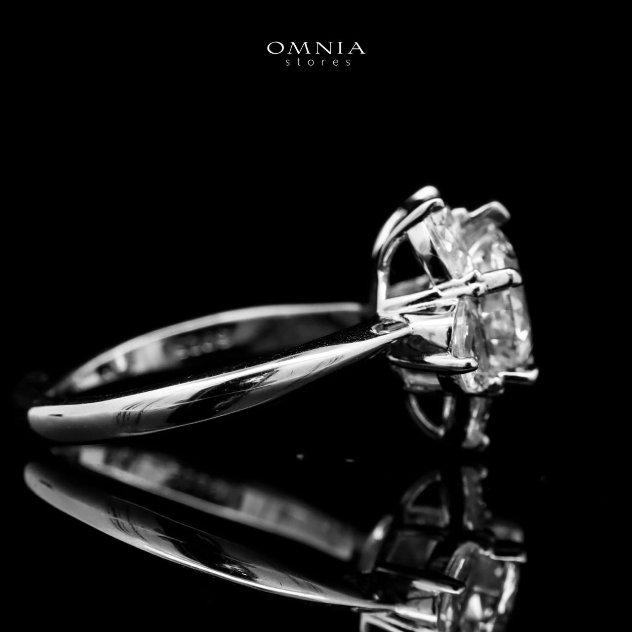 Omnia Ivana Pure White Flower Ring in High Quality Iced Cut - OMNIASTORES UAE