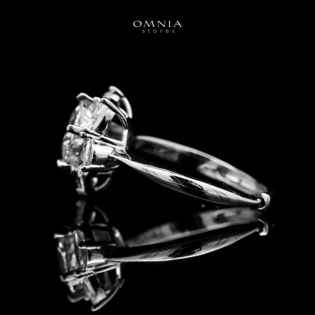 Omnia Ivana Pure White Flower Ring in High Quality Iced Cut - OMNIASTORES UAE