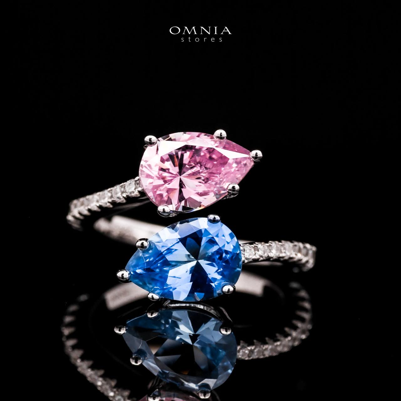 Omnia Darlene 92.5 Silver Ring in High Quality Simulated Diamonds - OMNIASTORES UAE
