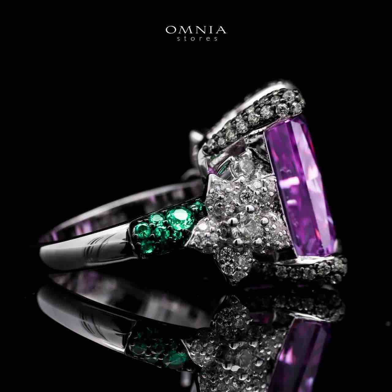 Omnia Riham Ring in 92.5 Silver High Quality Simulated Diamonds - OMNIASTORES UAE