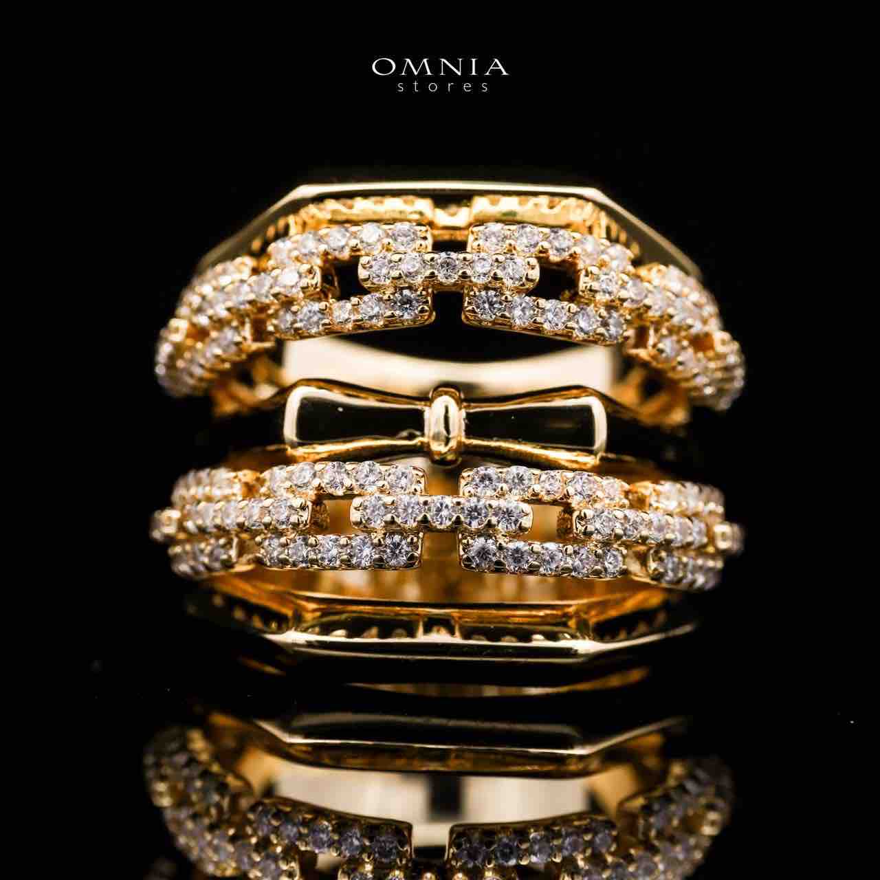 Omnia Sarah Elegant Gold Chain Ring in High Quality Copper Rhodium Plated - OMNIASTORES UAE