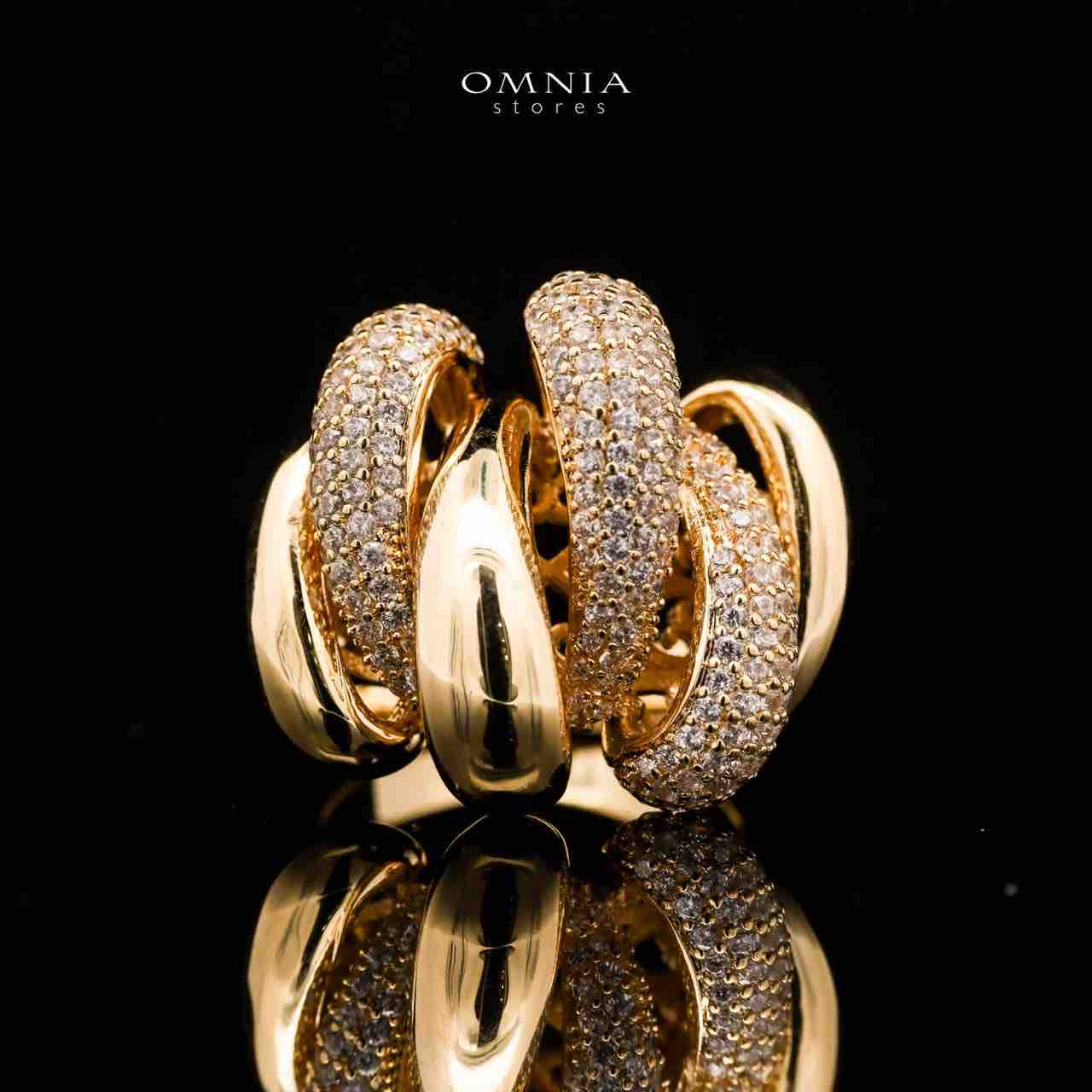 Omnia Rania Braided Gold Ring in High Quality Copper Rhodium Plated - OMNIASTORES UAE