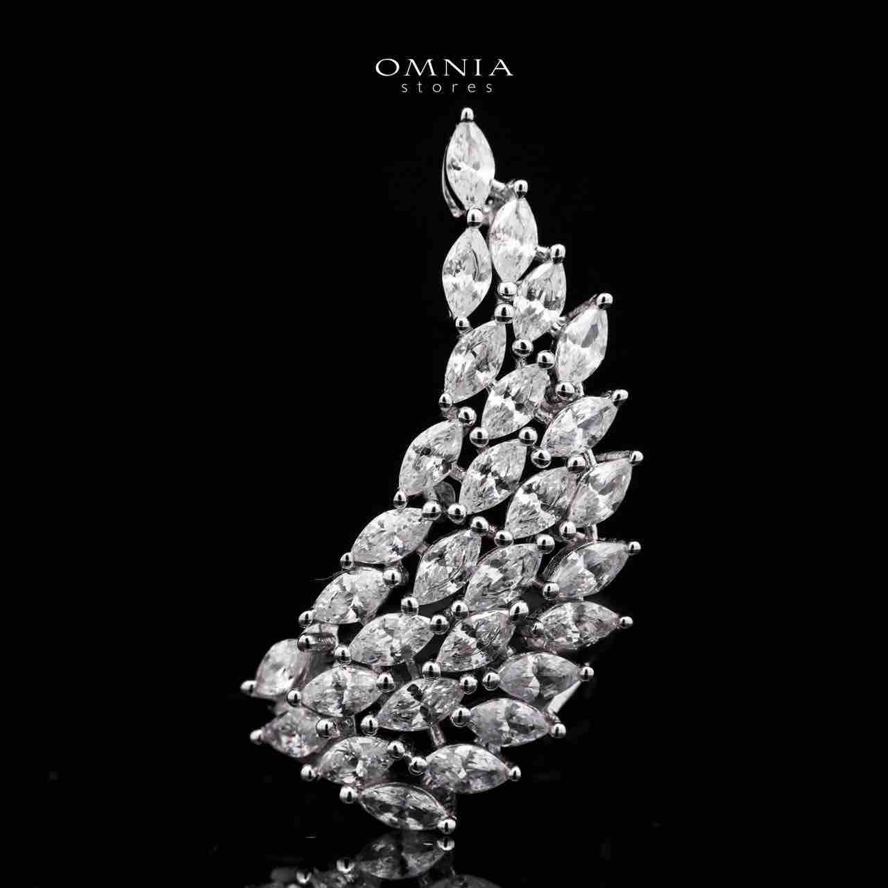 Omnia Statement Leaf Design Ring in 92.5 Silver with High Quality Iced Cut Stones - OMNIASTORES UAE