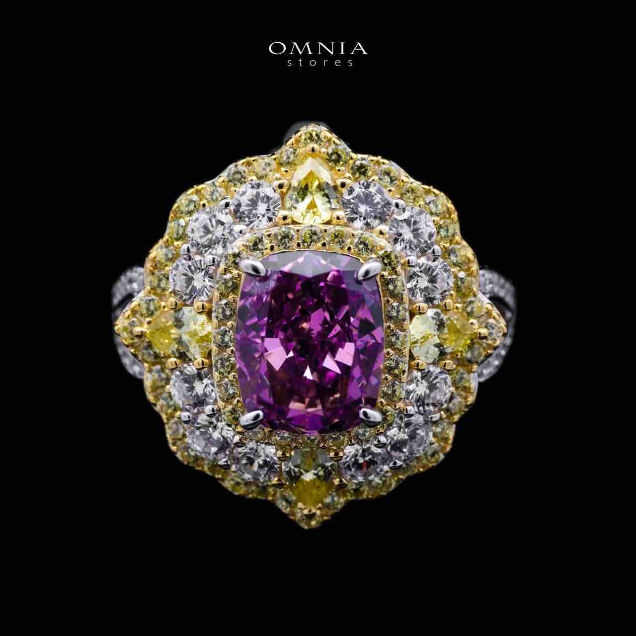 Omnia Maliya Purple Ring in 92.5 Silver High Quality Simulated Diamonds - OMNIASTORES UAE