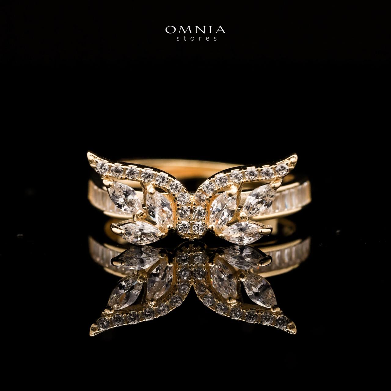 Omnia Malak Winged Charm Ring with High Quality Iced Cut Stone in 92.5 Silver - OMNIASTORES UAE