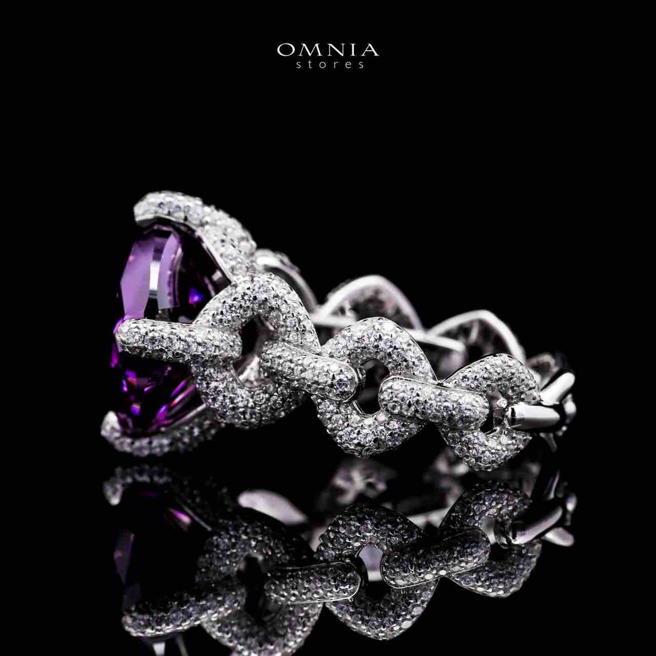 Omnia Farhana Ring 92.5 Silver High Quality Simulated diamonds - OMNIASTORES UAE
