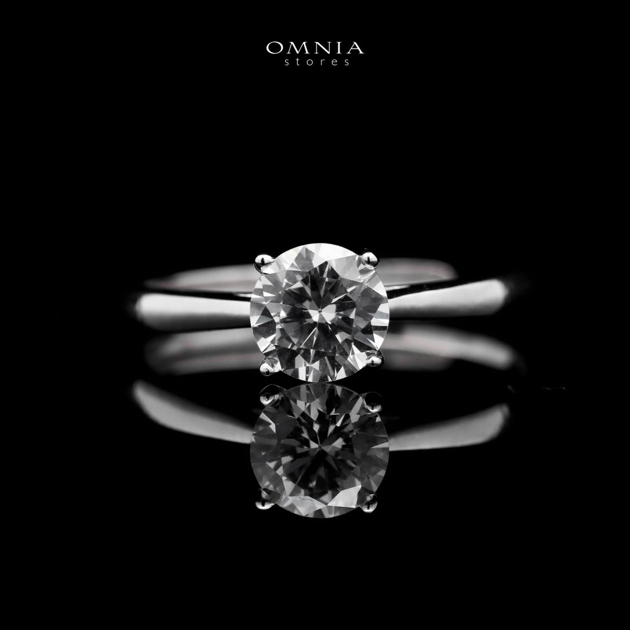 Omnia Maymona Round Cut Ring in 92.5 Silver with High Quality Zircon Stone - OMNIASTORES UAE