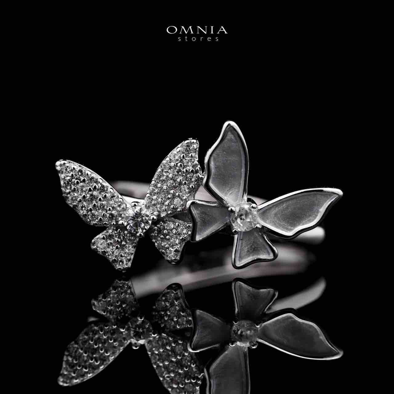Omnia Aurora Butterfly Duo Ring in High Quality 925 Silver with Zircon Stones - OMNIASTORES UAE