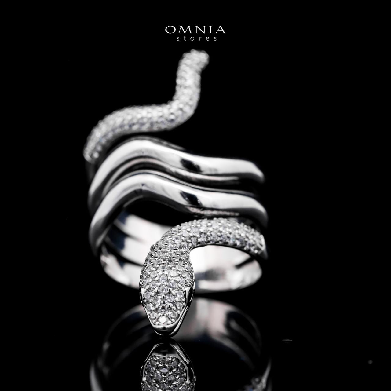 Omnia Aisha Snake Wrap Ring in High Quality Copper Rhodium Plated - OMNIASTORES UAE