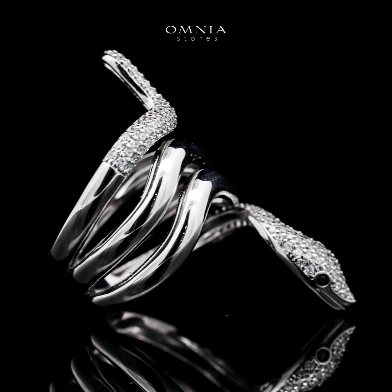 Omnia Aisha Snake Wrap Ring in High Quality Copper Rhodium Plated