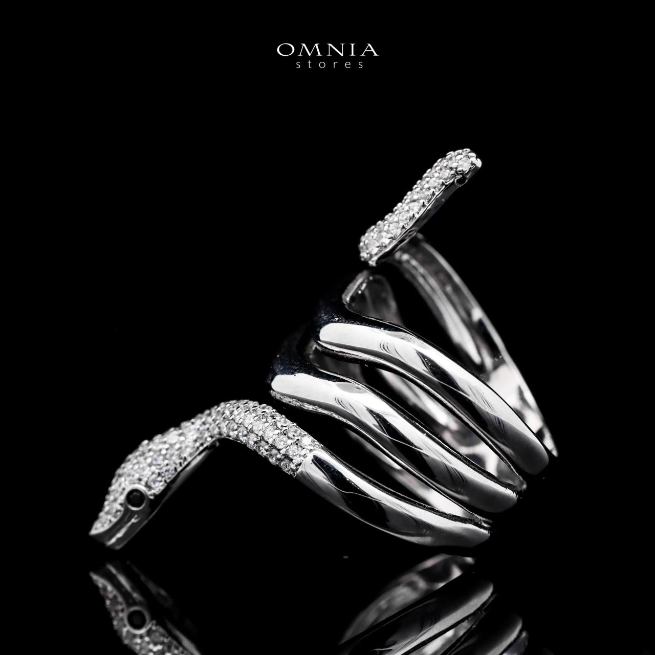 Omnia Aisha Snake Wrap Ring in High Quality Copper Rhodium Plated