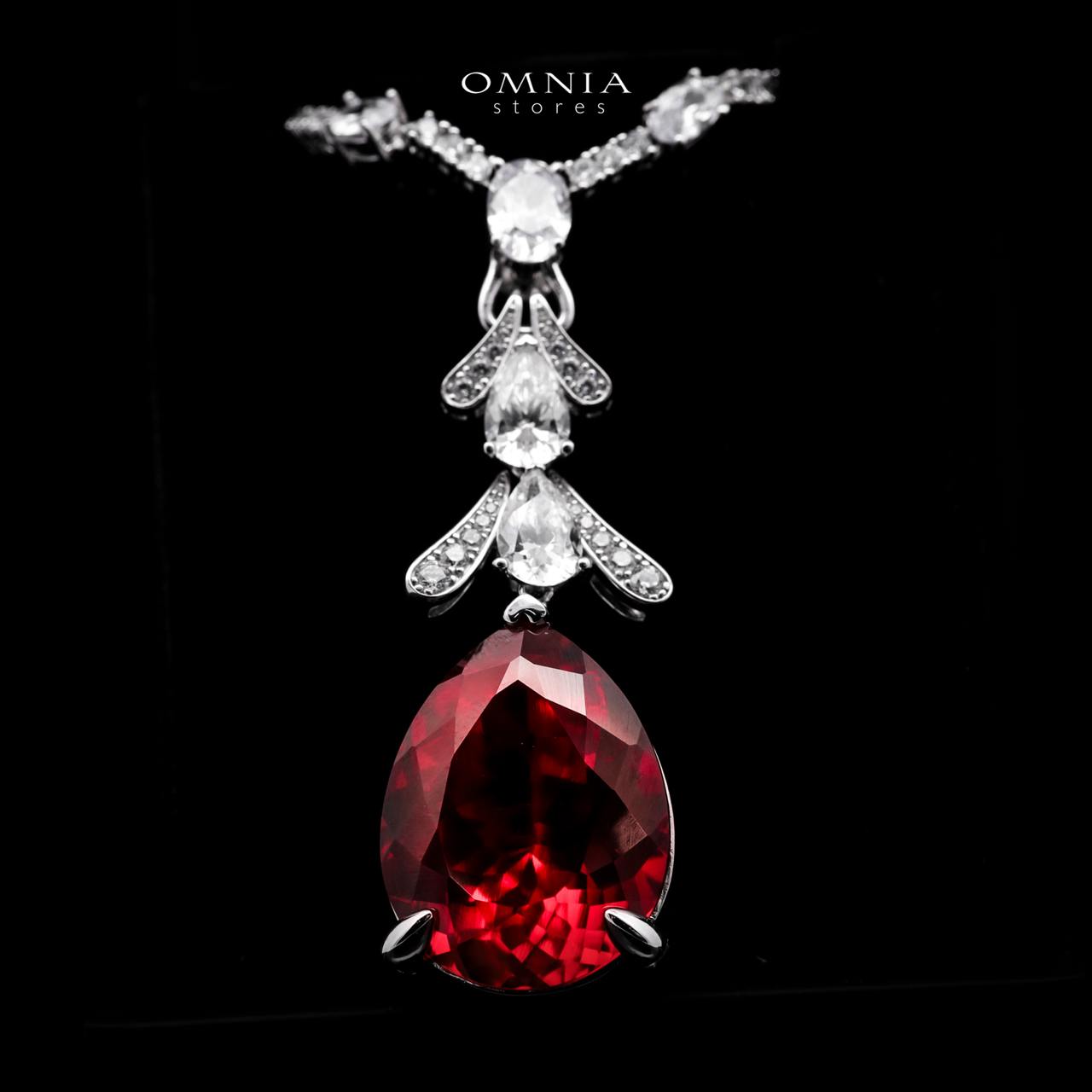 Omnia Munthira Silver Pendant Only In 925 Silver Certifited High Quality Red Lab Grown Stones - OMNIASTORES UAE