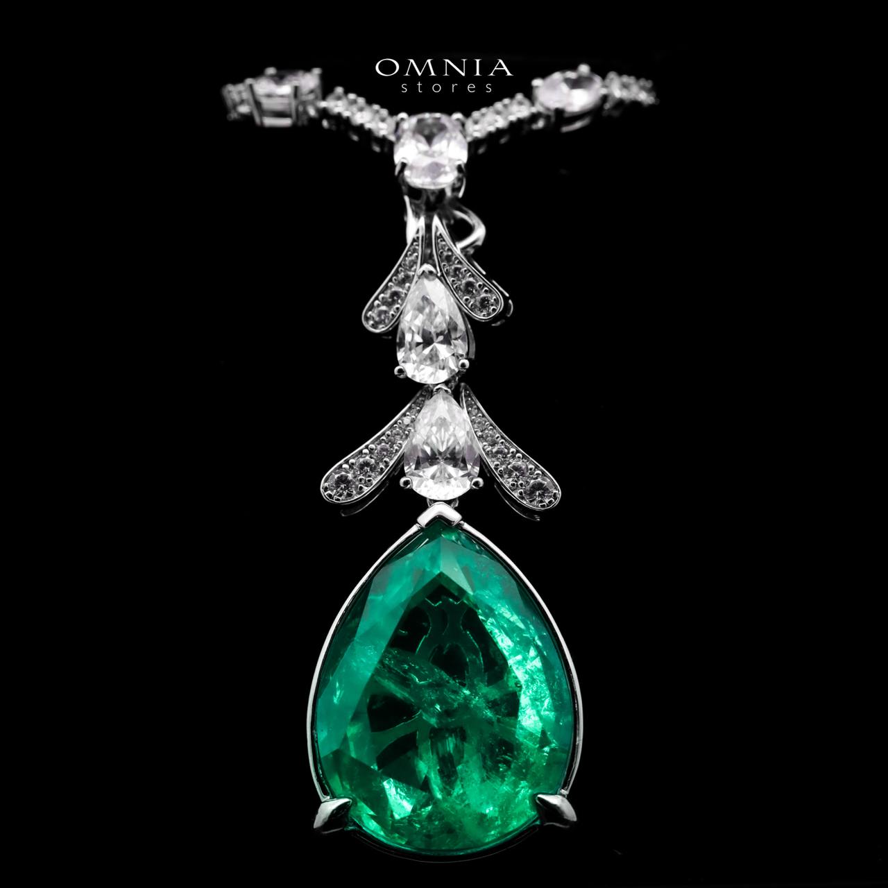 Omnia Lamees Silver Pendant Only In 925 Silver High Quality Green Lab Grown Stones - OMNIASTORES UAE