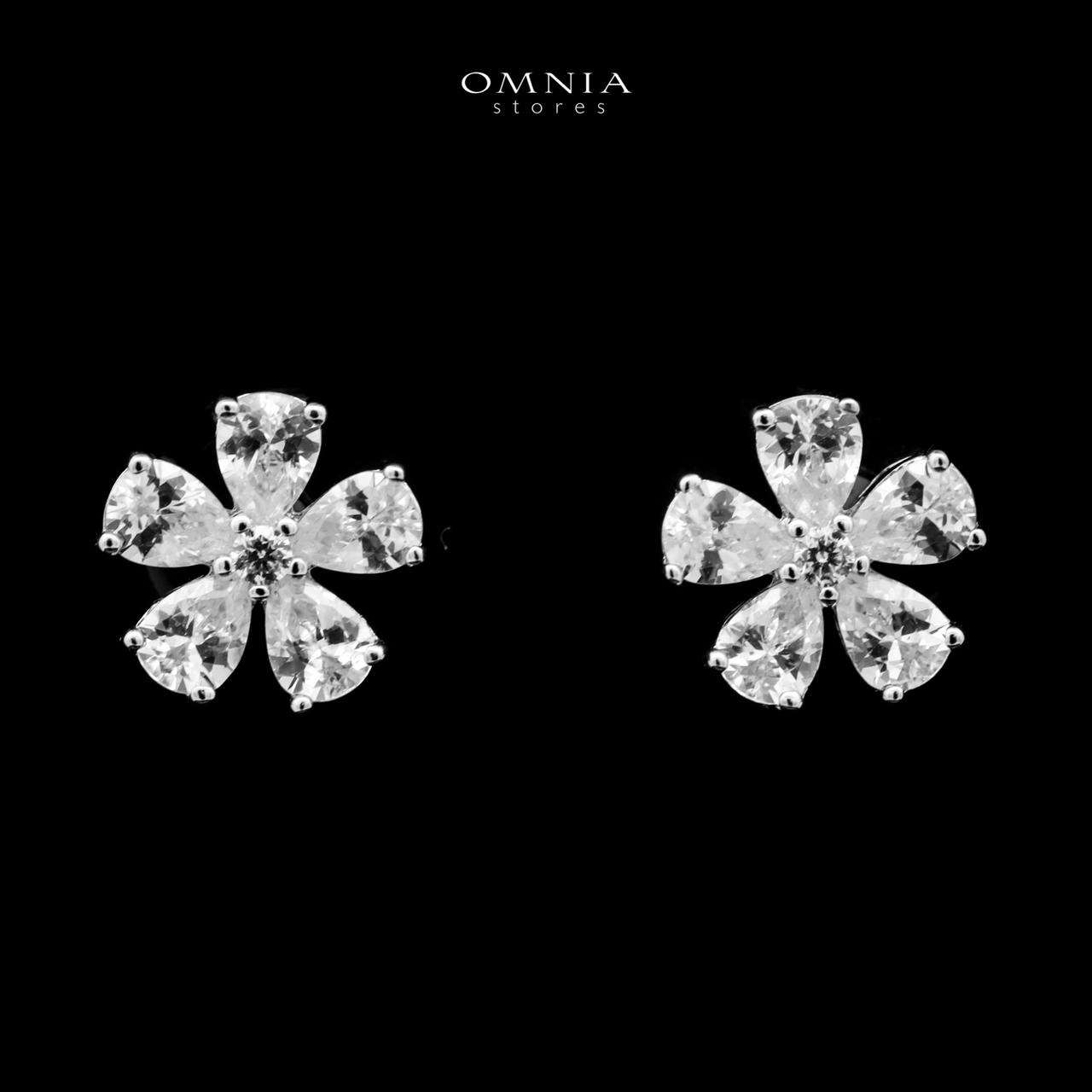 Omnia Classic white Flower Stud Earrings In 92.5 Silver with High Quality Simulated Diamonds - OMNIASTORES UAE